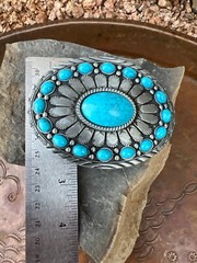 TURQUOISE CONCHO Cowboy WESTERN SILVER BELT CHRISTMAS GIFT BUCKLE Southwest