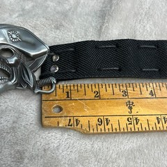 Pirate Jolly Roger Belt Buckle With Belt Pewter Silver Tone Swashbuckler 4&Prime;x3&Prime;
