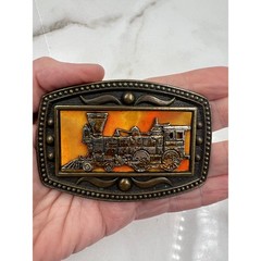Vtg Steam Train Railroad Locomotive Belt Buckle CII New York