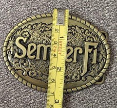 Marine Corps USMC Semper Fi bronze Western Military Belt Buckle Oval Metal Men