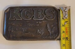 Vintage 1976 K G B S Radio Station Brass Buckle AM-1020 FM-97 Limited Edition