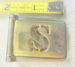 1-3/16&Prime; Italy S monogram Brass Buckle Gold Finish,VTG