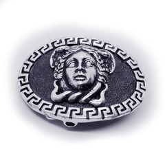 Medusa with Ancient Classic Design Oval Shape Sterling Silver Belt Buckle