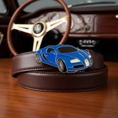 NEW Men Women Fashion Silver Metal Belt Buckle Blue Racing Luxury Car Day Wear