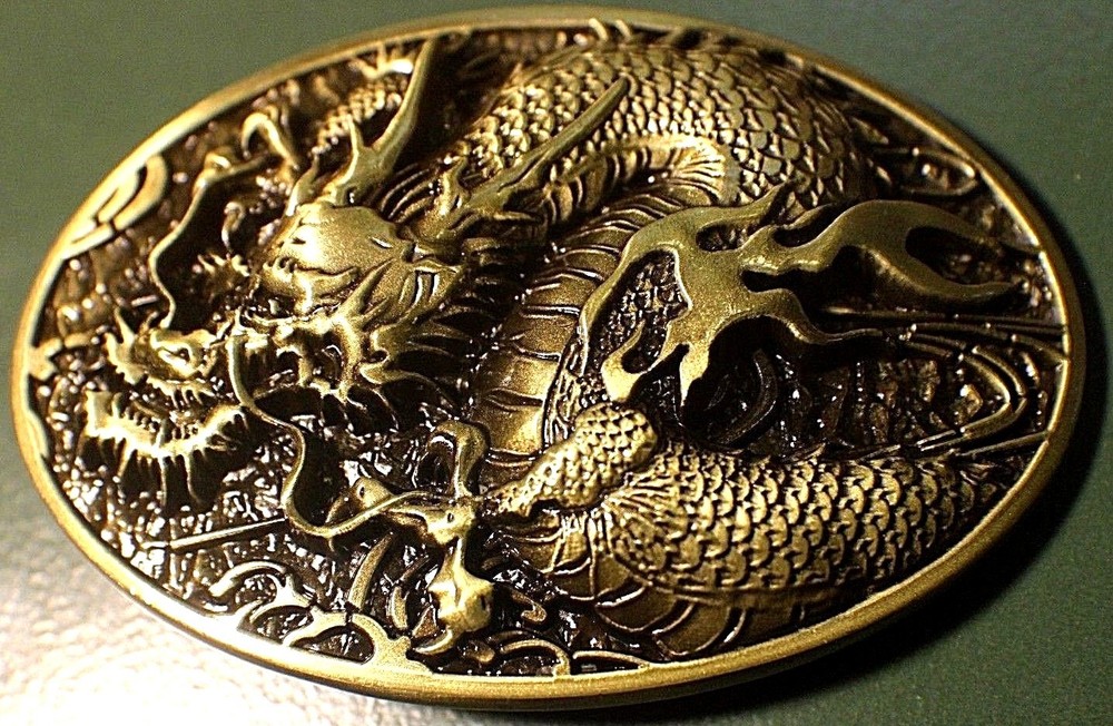 Antique Bronze color DRAGON Western style Belt Buckle Full Metal US seller