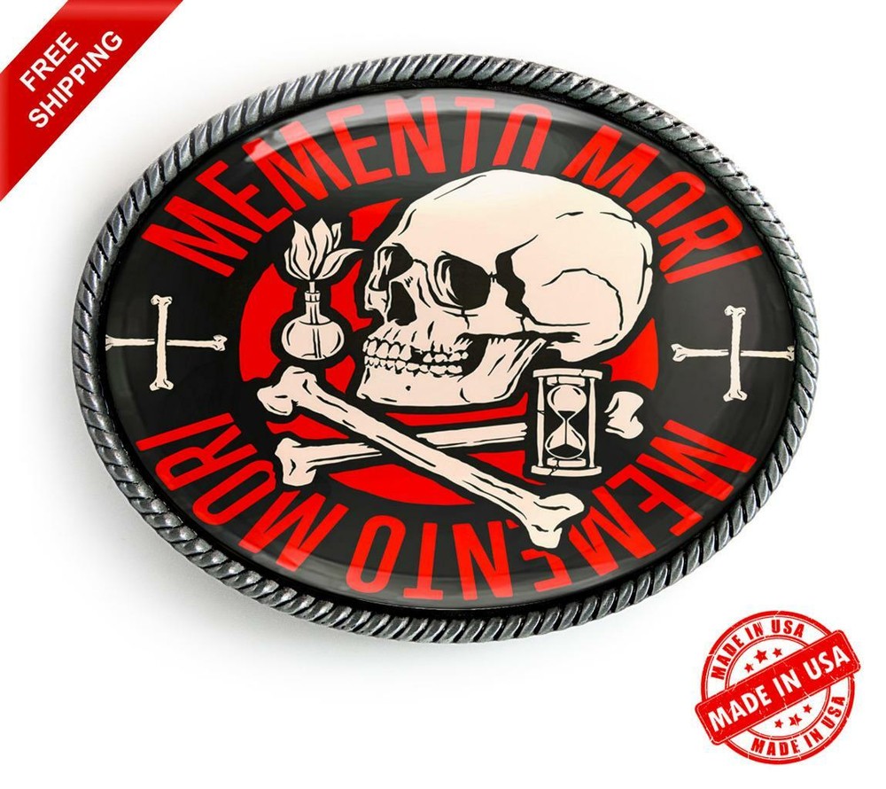 Memento Mori Belt Buckle – Victorian Skull Handmade Silver Buckle – 134-4