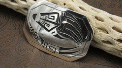 Overlay Bear Claw Design Belt Buckle Sterling Silver+