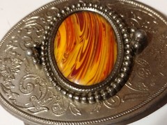 fire warm yellow orange resin gemstone costume belt buckle