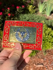 Western Buckle Gold Silver Red Longhorn Bull Cowboy Fit 2 » Hebillas Vaqueras