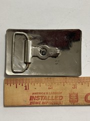 Vintage Men&rsquo;s Silver Tone Western Cowboy Boots Rectangular Metal Belt Buckle