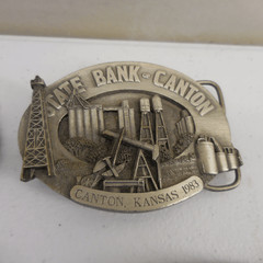 Vintage State Bank of Canton Belt Buckle Collection 80s Hunting Farms Americana