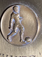Jostens Vintage 1954 Soccer engraved 3D belt buckle S.H.S. Champs &rsquo;54 Futbol