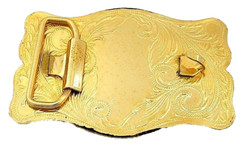 Rectangle Handmade Abalone Goldplated Engraved Western Belt Buckle EPBB202/5925