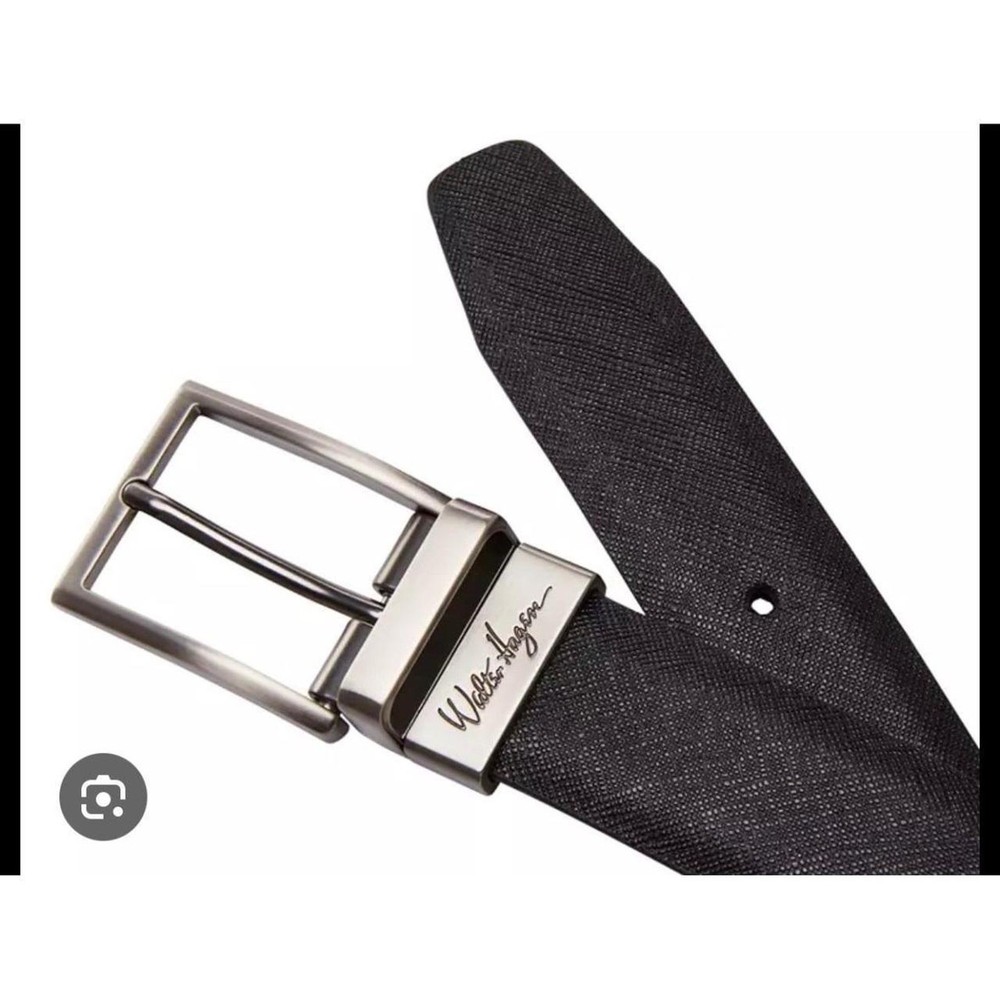 Walter Hagen Reversible Belt Black Leather Silver Buckle Men&rsquo;s Size Medium