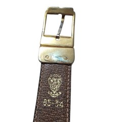 Vintage GUCCI Belt Brown Women’s Designer Logo Classic Gold Tone Hardwear 34&Prime;