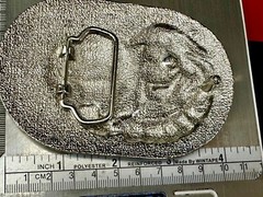 Skull Face Holding The Earth Grim Reaper Silver Green Gothic Biker Belt Buckle
