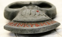 Franky and Minx Gray Skull Belt Buckle Red Stars Rhinestone Tooth Skeleton Head