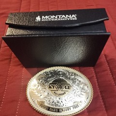 Rare Montana Silversmiths Kyle Railroad 1000 Days Injury Free Belt Buckle