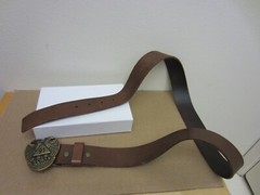 Vintage 90’s 91 Armani Exchange Double Head Eagle Buckle Leather Belt Fits 36