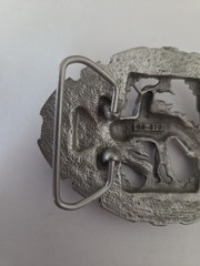 Metzke Vintage Diamond Cut Pewter Man Riding Horse Pewter Belt Buckle