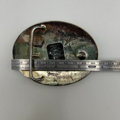 Crumrine Silver Plate Bronze Belt Buckle Sunburst Western Heavy USA Vintage LG