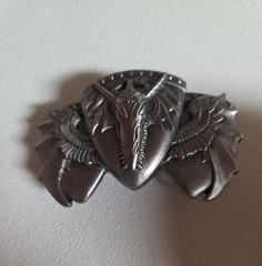 Belt Buckle DRAGON Wings Horns 3.75&Prime; Pewter Color Fit 1.5&Prime; Belt Creepy