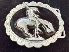 End of the Trail Native American Indian Saga Enameled Silver Color Belt Buckle