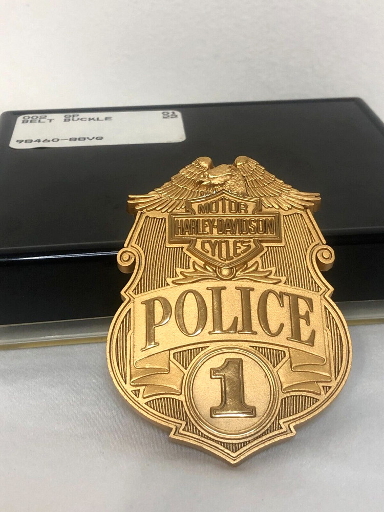 NIB Harley-Davidson 1988 Jostens Police Badge Gold Belt Buckle # 98460-88VG