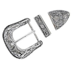 New 3 pc Belt Buckles Sets in Silver and Antique Silver in 1&Prime; or 1 1/2&Prime; width
