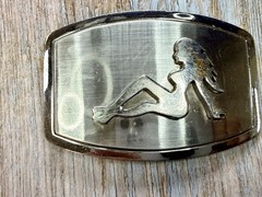 Mud Flap Sexy Girl Woman Silhouette Figure Silver Tone Trucker Biker Belt Buckle