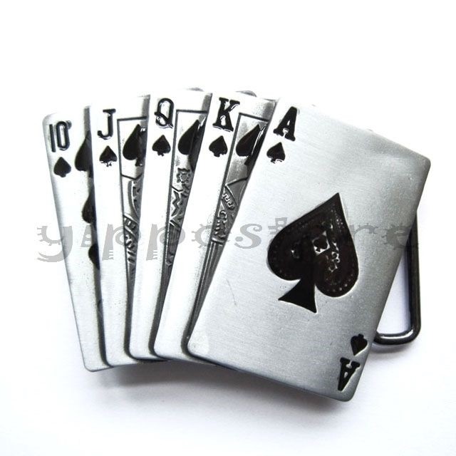Royal Straight Flush Casino Hold&rsquo;Em Poker Metal Fashion Belt Buckle