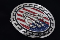 Men / Women Silver Metal Belt Buckle Skull Skeleton Fingers Bones Hand USA Flag