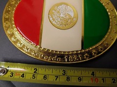 Mexico Mexican Flag Red White Green Eagle Coat of Arms Gold Belt 1821 Buckle