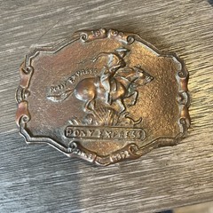 Vintage 1902 Pony Express Since 1852 Belt Buckle Post Office Mail Carrier Horse