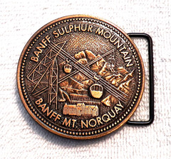 CLASSIC BELT BUCKLE BANFF SULPHUR MOUNTAIN HIKING HORSE BACK RIDING CANADA BB15