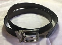 Belt & Buckle Silver Tone Reversable Black Or Brown 1&Prime; Wide Size 36 Fits 32&Prime;-38&Prime;