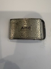 925 Sterling Silver Vintage Hammered Finish Belt Buckle Monogram AMC 17g