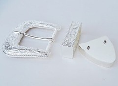 New 3 pc Belt Buckles Sets in Silver and Antique Silver in 1&Prime; or 1 1/2&Prime; width