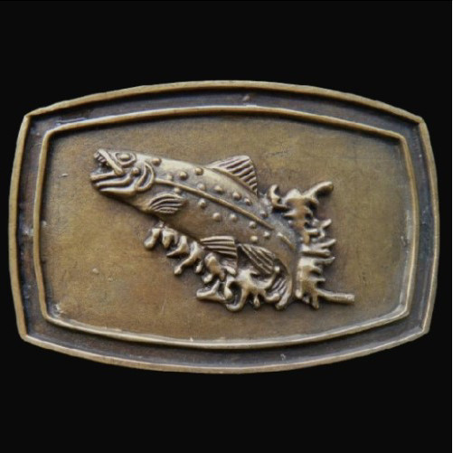 FISH FISHING SPORT TROUT BASS LAKE FISHERMEN BELT BUCKLE BUCKLES