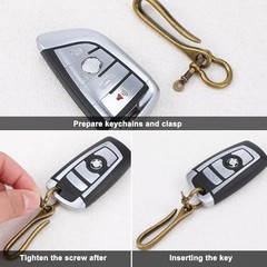 2 Pcs Fish Hook Key Chains, Vintage Keychain Retro Clip for Wallet Purse Brass