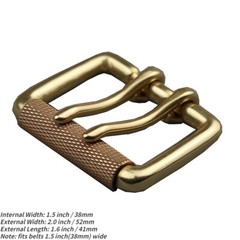 Heavy Duty Solid Brass Double Prong Roller Belt Buckle Fits 1.5&Prime; (38mm) Wide