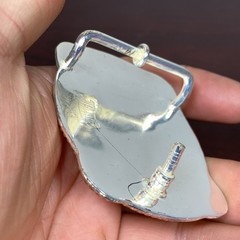 JUSTIN Silver Mexico Horse Head 2-5/8”x2-1/8” Belt Buckle SHINY GOLD SILVER Tone