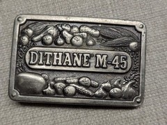 1970s vintage FARMING belt buckle CROPS western FARMER cowboy BRASS rohm haas