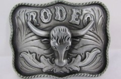 扣时尚银牛银色金属西部牛仔 3D Rodeo 长角德克萨斯州-