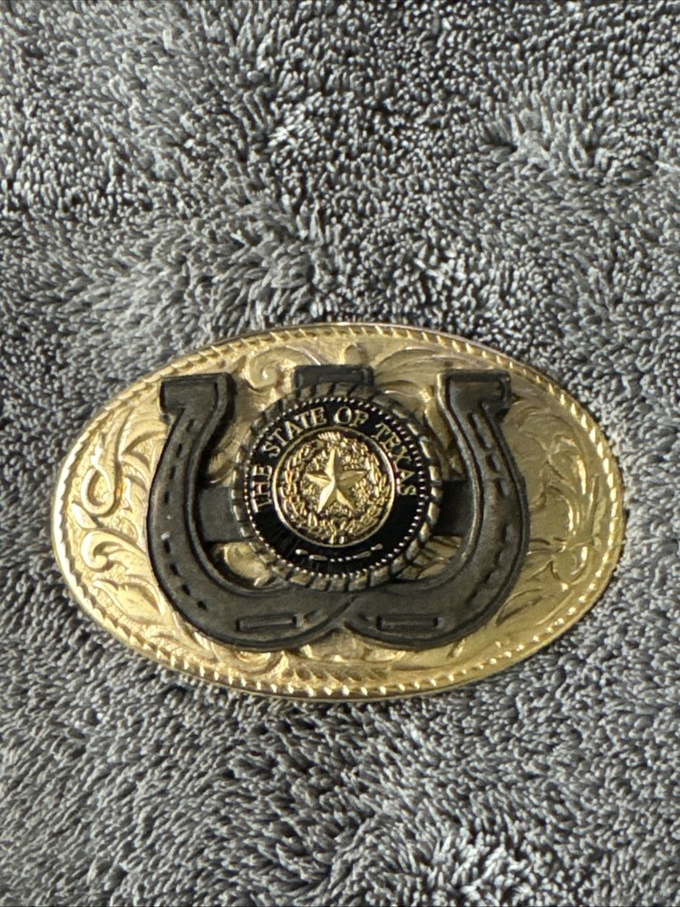 The State Texas “W” Western Star Gold Tone Belt Buckle Cowboy Rodeo