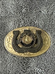 The State Texas “W” Western Star Gold Tone Belt Buckle Cowboy Rodeo
