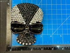 Skull Head Clear Bling Rhinestone Gothic Punk Figural Belt Buckle Missing Stone