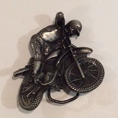 Vintage Belt Buckle Motorcycle Motorbike Cross Stunt Bike Edgy Hipster