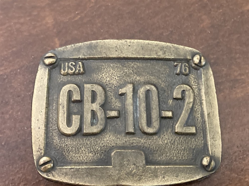 vintage belt buckle CB-10-2 CB radio trucker theme, Oden Leather Design, 1976