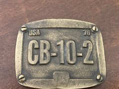 vintage belt buckle CB-10-2 CB radio trucker theme, Oden Leather Design, 1976